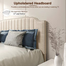 Heavy Duty Upholstered Bed Frame with Rivet Headboard by DirectDeals