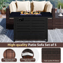 Heavy-duty Frame Rattan Sofa Set with 60000 BTU Firepit Table by LJGDeals