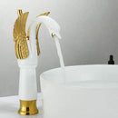 GobekUsa Golden Swan Bathroom Mixer Faucet - Deck Mount Basin Tap with One Handle