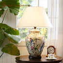 GobekUsa Coral Flower Bird Ceramic Table Lamp Hand-Painted Crack Glaze Living Room Table Lamp