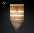 GobekUsa Cascada LED Glass Chandelier: Stylish Square Pendant Light for Home Decor