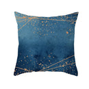 GobekUsa Blue Ink Gold Edge Geometric Cushion Cover - Polyester Throw Pillow Case