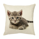 GobekUsa Cute Cat Face Decorative Cushion Cover Soft Linen Pillow for Home Sofa