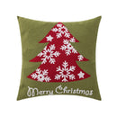 GobekUsa Christmas Embroidered Cushion Cover 45x45cm - Red Green Santa Snowflake Deer Snowman
