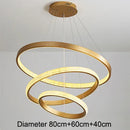 GobekUsa Gold Circle Chandelier Creative LED Lighting Modern Indoor Fixtures