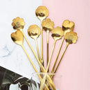 GobekUsa Gold Flower Stainless Steel Teaspoons Set for Coffee, Desserts, and Ice Cream