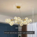 GobekUsa Glass Bubble LED Chandelier: Nordic Art Star Bright Indoor Lighting for Romantic Atmosphere