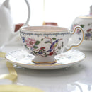 GobekUsa Bone China Tea Cup Set, Flowers Teacup & Snack Dish for Office Drinkware