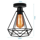 GobekUsa Iron Cage Ceiling Light Modern Nordic Retro Black Loft E27 Home Lighting