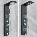 GobekUsa LCD Black LED Rainfall Shower Panel with 5 Massage Jets Wall Mount