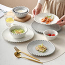 GobekUsa Heart Shaped Pearl Dinner Plate Set - Elegant Porcelain Tableware for Salad, Soup, Steak