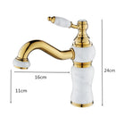GobekUsa Gold Brass and Marble Bathroom Basin Faucet Cold Hot Water Mixer Sink Tap