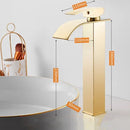 GobekUsa Gold Waterfall Basin Faucet: Brass Bathroom Mixer Tap, Hot Cold Sink Faucet