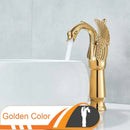 GobekUsa Golden Swan Bathroom Mixer Faucet - Deck Mount Basin Tap with One Handle
