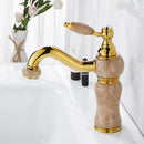 GobekUsa Gold Brass and Marble Bathroom Basin Faucet Cold Hot Water Mixer Sink Tap