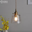 GobekUsa Green Glass LED Pendant Light - Japanese Style Nordic Copper Hanging Lamp
