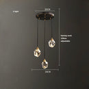 GobekUsa Black Crystal Copper Chandelier LED Hanging Lamps for Dinning Room