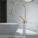 GobekUsa Gold Brass Marble Basin Faucet Hot Cold Sink Mixer Tap
