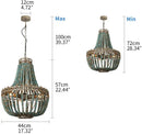 GobekUsa Blue Wood Beads Ceiling Chandelier Pendant Lamps
