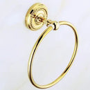 GobekUsa Gold Brass Bathroom Accessories Set: Robe Hook, Paper Holder, Towel Bar, Towel Ring