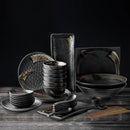 GobekUsa Black Ceramic Sushi Plate and Rice Bowl Set