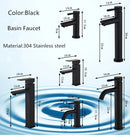 GobekUsa Black Baking Stainless Steel Basin Faucet - Hot Cold Bathroom Sink Mixer