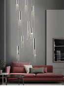 5 Lights - Hanging crystal light fixture for lobby, staircase, loft, stairwell