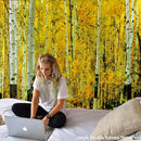 GobekUsa Birch Forest Starry Sky Wall Tapestry: Psychedelic Hippie Mandala Landscape Art