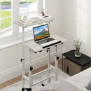 Mobile Standing Desk Height-Adjustable Laptop Cart with Split Top and Hanging Hooks by LJGDeals