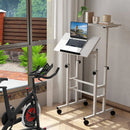 Mobile Standing Desk Height-Adjustable Laptop Cart with Split Top and Hanging Hooks by LJGDeals