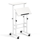 Mobile Standing Desk Height-Adjustable Laptop Cart with Split Top and Hanging Hooks by LJGDeals