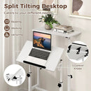 Mobile Standing Desk Height-Adjustable Laptop Cart with Split Top and Hanging Hooks by LJGDeals