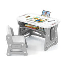 Height Adjustable Kids Table and Chair Set with Tiltable Whiteboard and Concave Shelf by LJGDeals