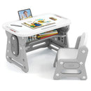 Height Adjustable Kids Table and Chair Set with Tiltable Whiteboard and Concave Shelf by LJGDeals