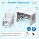 Height Adjustable Kids Table and Chair Set with Tiltable Whiteboard and Concave Shelf by LJGDeals
