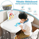 Height Adjustable Kids Table and Chair Set with Tiltable Whiteboard and Concave Shelf