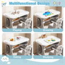 Height Adjustable Kids Table and Chair Set with Tiltable Whiteboard and Concave Shelf by DirectDeals