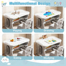 Height Adjustable Kids Table and Chair Set with Tiltable Whiteboard and Concave Shelf