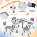 Kids Table and 4 Chairs Set with Adjustable Height