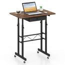 Height Adjustable Standing Desk with Wheels & Drawer by LJGDeals