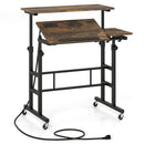 Mobile Standing Desk with Power Outlets & Adjustable Height by LJGDeals