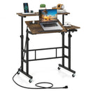 Mobile Standing Desk with Power Outlets & Adjustable Height by DirectDeals