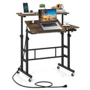 Mobile Standing Desk with Power Outlets & Adjustable Height by LJGDeals