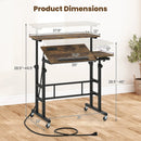 Mobile Standing Desk with Power Outlets & Adjustable Height by LJGDeals