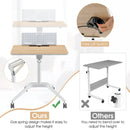 Height Adjustable Mobile Standing Desk with Detachable Holde-Natural by LJGDeals