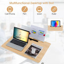 Height Adjustable Mobile Standing Desk with Detachable Holde-Natural by LJGDeals
