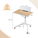 Height Adjustable Mobile Standing Desk with Detachable Holde-Natural by LJGDeals