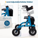 Height Adjustable Rollator Walker Foldable Rolling Walker with Seat for Seniors by LJGDeals
