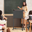 40.5-49 Inch Height Adjustable Rolling Podium Stand Lectern Table-Black by LJGDeals