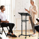 Mobile Lectern Podium Height-adjustable Rolling Laptop Cart with Tilting Top Storage Tray by LJGDeals